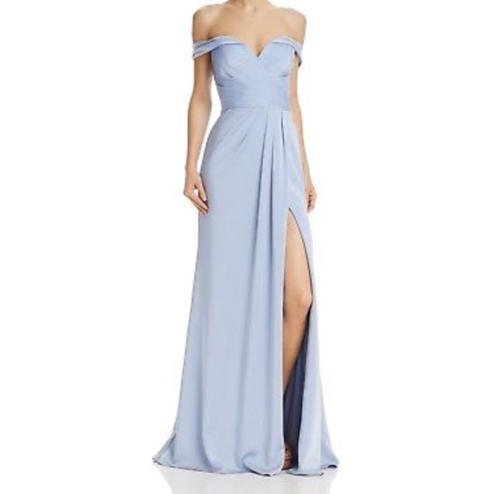 Faviana coulture NWT off shoulder baby blue gown